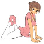  ass bad_id bad_pixiv_id ballerina ballet_slippers blue_eyes breasts brown_hair large_breasts mago original pantyhose solo tan white_legwear 