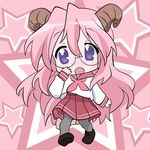  glasses horns lucky_star pantyhose pink_neckwear ryouou_school_uniform school_uniform serafuku solo takara_miyuki vector_trace 