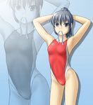 competition_swimsuit covered_nipples flat_chest long_hair one-piece_swimsuit original ponytail silver_eyes silver_hair swimsuit tk4 zoom_layer 