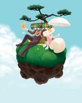  absurdres artist_request couple family floating_island hetero highres katamari_damacy king_of_all_cosmos official_art queen_of_all_cosmos the_prince tree umbrella 