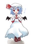  blue_hair fang hat lowres mob_cap ogami_kazuki red_eyes remilia_scarlet smile solo touhou uu~ wings 