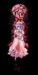  blood blue_hair hat hizuki_(hidu_aki) red_eyes remilia_scarlet ribbon solo touhou wings 