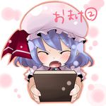  bad_id bad_pixiv_id blue_hair closed_eyes fang hat remilia_scarlet ribbon short_hair solo touhou yukibina 