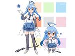  ahoge blue_hair chibi elbow_gloves glasses gloves long_hair maruto! necktie orange_eyes pixiv pixiv-tan thighhighs usb 