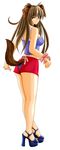  absurdres animal_ears bow brown_eyes brown_hair copyright_request high_heels highres long_hair one_eye_closed platform_footwear platform_heels shoes solo tail tomoya_kankurou 