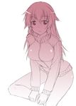  breasts charlotte_e_yeager gradient large_breasts long_hair mizuki_makoto monochrome pink sketch solo strike_witches world_witches_series 
