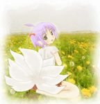  ahoge artist_request green_eyes higurashi_no_naku_koro_ni multiple_tails oyashiro-sama purple_hair solo tail twintails 