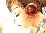 brown_hair closed_eyes copyright_request earphones earrings jewelry okazaki_takeshi solo 