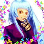  artist_request blue_hair gloves kula_diamond long_hair lowres red_eyes smile solo the_king_of_fighters 