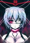  ayanami_rei bad_id bad_pixiv_id blue_hair eyepatch neon_genesis_evangelion pale_skin plugsuit red_eyes refeia short_hair solo 