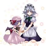  absurdres bad_id bad_pixiv_id bat_wings blue_eyes blue_hair book highres izayoi_sakuya maid multiple_girls remilia_scarlet silver_hair smile touhou wings yukibina 