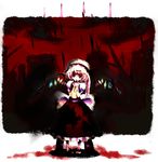  bad_id bad_pixiv_id blonde_hair blood crazy_eyes flandre_scarlet koiwai_(pixiv) one_side_up red_eyes short_hair solo touhou wings 