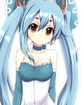  amano_kouki blue_hair breasts earrings jewelry long_hair looking_at_viewer medium_breasts original simple_background solo twintails very_long_hair white_background 