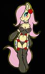  anthro anthrofied black_clothing blue_eyes blush breasts clothing cutie_mark equine female fluttershy_(mlp) friendship_is_magic hair horse long_hair looking_at_viewer mammal mothkyn my_little_pony pink_hair plain_background pony pussy sheer_clothing solo 