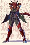  1girl abs armpit_hair dark_skin dual_wielding erect_nipples fishnets hair_over_one_eye high_heels long_hair mikoyan muscle muscular_female ponytail red_hair shoes solo weapon 