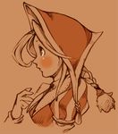  bad_id bad_pixiv_id braid cordelia_(saga) from_side head_scarf long_hair lowres monochrome peter_salt profile saga saga_frontier saga_frontier_2 solo spot_color 