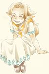  brown_hair dress hirumae long_hair malon pointy_ears smile solo the_legend_of_zelda the_legend_of_zelda:_ocarina_of_time younger 