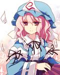  bad_id bad_pixiv_id fan folding_fan hat hitodama japanese_clothes lilith_(lilithchan) pink_eyes pink_hair saigyouji_yuyuko sash short_hair smile solo touhou triangular_headpiece wide_sleeves 