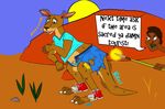  curse english_text human invalid_tag kangaroo male mammal marsupial outside paws polearm spear text transformation 