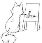  &#623;(_&#8211;_&#8211;_)&#623; canine female fox human humor irony male mammal monochrome mutsurf paintbrush painting role_reversal sex straight 