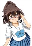  alto-00 brown_eyes brown_hair glasses robotics;notes school_uniform senomiya_akiho serafuku short_hair solo 