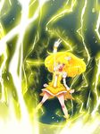  bike_shorts blonde_hair boots bow cure_peace dress electricity glowing hair_flaps kise_yayoi long_hair precure shorts shorts_under_skirt skirt smile_precure! solo tj-type1 v wrist_cuffs yellow yellow_bow yellow_eyes yellow_shorts yellow_skirt 