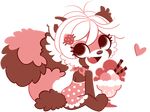  anthro barrette bow brown_eyes chibi dress female hair hair_ornament happy ice_cream invalid_tag mammal open_mouth red_panda short_hair sitting solo sprits white_hair young 
