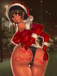  1girl ass body_writing breasts christmas dark_skin large_breasts pixiv_thumbnail resized santa_suit sethxzoe 
