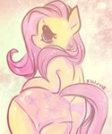  blush butt equine female fluttershy_(mlp) friendship_is_magic fur hair horse looking_at_viewer looking_back mammal my_little_pony panties pink_hair pony presenting presenting_hindquarters simple_background solo underwear xuu yellow_fur 