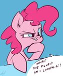  atryl biting_lip blue_background blue_eyes english_text equine female feral friendship_is_magic fur hair horse mammal my_little_pony pink_body pink_fur pink_hair pinkie_pie_(mlp) plain_background pony reaction_image solo text 