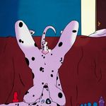  anal_beads bed bedroom bone breasts canine cum dalmatian dildo dog female lube masturbation nipples nude pussy sex_toy solo spots tongue tongue_out upside_down 