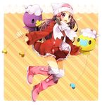  :d alternate_color bad_id bad_pixiv_id beanie black_hair blush boots coat drifloon gen_4_pokemon hair_ornament hat heart hikari_(pokemon) long_hair open_mouth outstretched_arms pink_eyes pink_footwear pokemon pokemon_(creature) pokemon_(game) pokemon_dppt pokemon_platinum scarf shiny_pokemon shooting-star smile striped striped_background thighhighs white_legwear white_scarf winter_clothes 