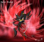  black_nose body_markings demon looking_at_viewer male markings plain_background pose red_background red_eyes red_theme sega shadow shadow_the_hedgehog sonic_(series) unknown_artist 