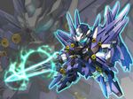  chibi energy_sword exbein exexbein full_body machinery mecha no_humans super_robot_wars super_robot_wars_original_generation sword the_2nd_super_robot_wars_og weapon yugo_ama_toki zoom_layer 