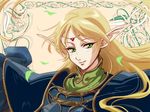  armor bad_id bad_pixiv_id blonde_hair deedlit elf floating_hair green_eyes leaf light_smile long_hair looking_away mer03 pink_background plant pointy_ears record_of_lodoss_war solo vines 