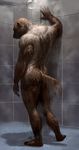  anthro brown_fur growlingmadgulo male mustelid nude ryan_wardlow shower showering solo water wolverine 