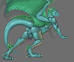 anus balls blue_body butt claws digitigrade dragon hindpaw horn looking_back male nude paws penis perineum plain_background presenting presenting_hindquarters scalie solo toes tojo_the_thief wings 