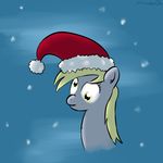  amber_eyes blonde_hair christmas_hat derpy_hooves_(mlp) equine female friendship_is_magic fur grey_fur hair hat horse mammal my_little_pony pony portrait salvadordl solo 