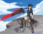  ayu black_hair hokoki sword weapon 