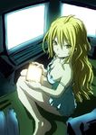  blonde_hair breasts cleavage koujiro_frau long_hair medium_breasts moai_(moai_world) robotics;notes solo yellow_eyes 