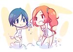  2girls black_hair bleach inoue_orihime kuchiki_rukia multiple_girls orange_hair quiss_(fanyy) towel 