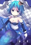  bad_id bad_pixiv_id blue_eyes blue_hair breasts cape cleavage crown elbow_gloves gloves mahou_shoujo_madoka_magica medium_breasts mermaid mihatarou miki_sayaka monster_girl monsterification oktavia_von_seckendorff open_mouth short_hair solo 