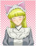  ^_^ animal_ears blonde_hair blush cat_ears closed_eyes elfriede halftone halftone_background hime_cut ichikawa_masahiro long_hair solo tsukuyomi_moonphase 