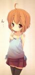  bad_id bad_pixiv_id blush flat_chest fujiwara_gacho fuu-chan_(fujiwara_gacho) jitome looking_at_viewer orange_eyes orange_hair original short_hair skirt solo tank_top thighhighs zettai_ryouiki 