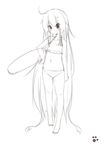  :3 absurdly_long_hair bad_id bad_pixiv_id barefoot bikini blush copyright_request flat_chest fujiwara_gacho full_body highres innertube long_hair monochrome simple_background sketch smile solo swimsuit tankini very_long_hair white_background 