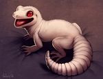  albino ambiguous_gender amit cute falvie feral gecko happy leopard_gecko lizard open_mouth plain_background red_eyes reptile scalie simple_background solo tongue 