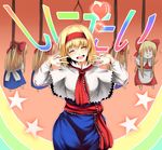  ^_^ ^o^ alice_margatroid blonde_hair calpish capelet closed_eyes crying double_v hairband hanged heart hourai_doll noose open_mouth rainbow rainbow_gradient rainbow_text ribbon shanghai_doll smile star suicide tears touhou translated v 