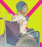  a821 blonde_hair blue_eyes hat johnny_joestar jojo_no_kimyou_na_bouken male_focus solo steel_ball_run wheelchair 