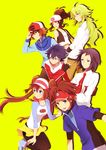  5boys bad_id bad_pixiv_id baseball_cap black_hair black_legwear blue_eyes blue_hair brown_eyes brown_hair cheren_(pokemon) denim denim_shorts double_bun fingerless_gloves gloves green_hair hat highres hue_(pokemon) kyouhei_(pokemon) mei_(pokemon) multiple_boys multiple_girls n_(pokemon) necktie no_hat no_headwear pantyhose pokemon pokemon_(game) pokemon_bw pokemon_bw2 ponytail raglan_sleeves red_eyes shorts touko_(pokemon) touya_(pokemon) twintails visor_cap zges 