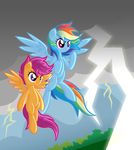  cub danmakuman duo equine female feral friendship_is_magic horse lightning mammal my_little_pony pegasus pony rainbow_dash_(mlp) scootaloo_(mlp) wings young 